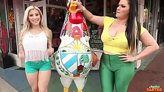 angelina castro slides her long strap-on deep inside submissive cristi ann for intense lesbian action