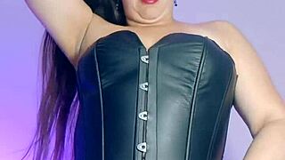 Chatting about bar owner imitating maid in solo masturbation video for clients