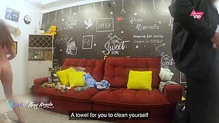 Hey, I tried clothes in front of delivery man and sucked until creampie