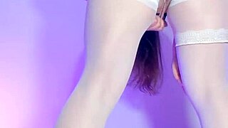 Chatting about bar owner imitating maid in solo masturbation video for clients