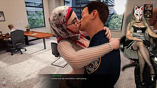 Whoa, check out this Arab milf in prison guard costume playing without panties in the office