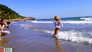 hot blonde milf, you ready to get fucked hard on this public beach?