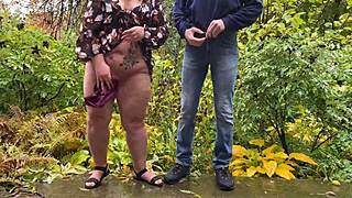 i found this chubby couple flashing big ass and saggy tits outdoors in wet dress