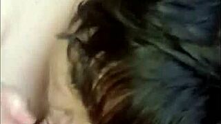 I watch chienne marie esclave quartus suck three queues in amateur French milf blowjob with cum in mouth