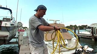 Brunette Model Takes Cum on Big Tits from Daddy's Rough Cock