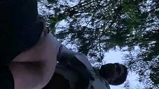 sexy bbw taking those sunset backshots deep in the forest