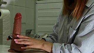 hot mommy rides new sex toy testing it on her tight wet pussy