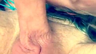 Close up deepthroat blowjob with sloppy sucking and spitting on big monster cock.