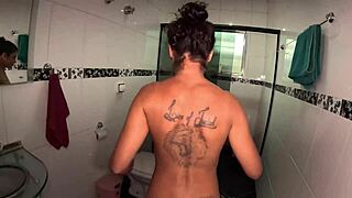 Debut of the milf getting up to things during recording breaks in the bathroom.