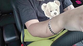 Look at me driving around with my huge tits fully out and exposed for fun