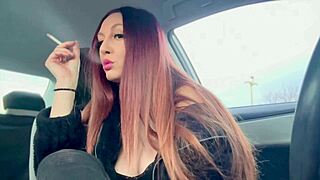 Why Not Enjoy Big Tits Long Hair Artemisia Love in Her Sexy Italian Smoking Session Inside the Car?