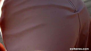 Mature euro prostitute picked up from street bends over for doggystyle fucking in car