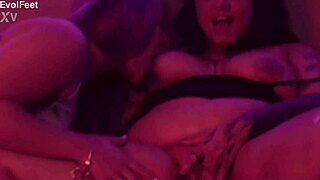 These girls dominate with choking gagging face sitting and vibrator play in bathroom threesome focusing on wet pussy sucking and foot fetish action.