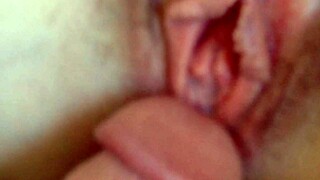 Wife in thongs gets a tribute with cumshot focus