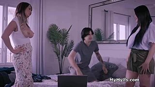 elias enjoys free use of big tit milfs in threesome, fucking and blowing them hard