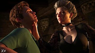 Big ass milf dominates young man with fingering and masturbation in freaky sucking tits game