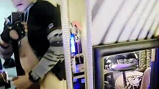 Thick nerdy mature takes huge hot cum load all over her