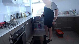 Milf stepmom hires stepson as handyman for household tasks. She rewards him with blowjob, riding his cock, and wet creampie in close-up action.