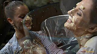 Oh wow, busty hottie dives into kinky lesbian fun with brunette friend on sofa!