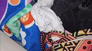 my best friend's mom catches me jerking off with her thongs