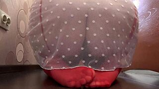 side view of busty milf thrusting dildo deep while filming her gorgeous big tits in action