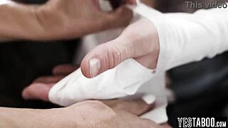 lonely milf stepmom with big tits bathes then fucks her hung stepson hard