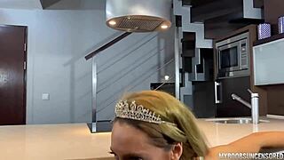 Claudia does striptease letting me play hard with her pierced nipples