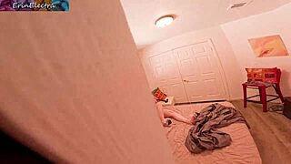 blonde chubby milf with big natural tits gets caught peeping by stepson. curvy stepmom lets him masturbate with her and cum in pussy for homemade creampie orgasm.