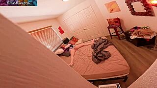 blonde chubby milf with big natural tits gets caught peeping by stepson. curvy stepmom lets him masturbate with her and cum in pussy for homemade creampie orgasm.