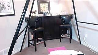 Maxine X takes that long dildo inside her oriental pussy slit outdoors