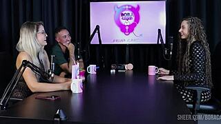 Compilados da jujube delícia no bora cast with bruna carlos in sheer red lingerie and group domination