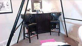 Maxine X takes that long dildo inside her oriental pussy slit outdoors