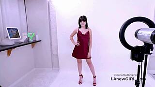 I feel so excited as a radiant brunette muse attending my modeling audition with casting directors and photographers on the sofa