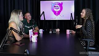 Compilados da jujube delícia no bora cast with bruna carlos in sheer red lingerie and group domination