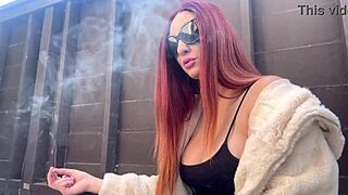 i love watching european big tits hot milf artemisia love in solo smoking outdoor