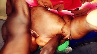 chocolate pussy bent over for big cock doggystyle cumshot in interracial homemade scene