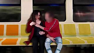 Overwhelmed with excitement as I masturbate a stranger on the train while my husband films our cuckold adventure