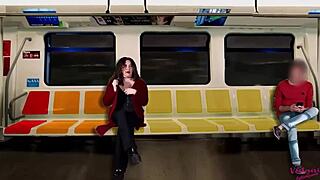 Overwhelmed with excitement as I masturbate a stranger on the train while my husband films our cuckold adventure