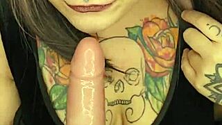 Lipstick MARKS on Dildo with Sloppy DEEPTHROAT Action!