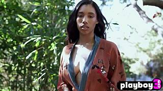 Why Does This Huge Natural Tits Black Milf Brookliyn Pose Naked for Playboy in Hot Striptease Session?