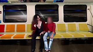 Overwhelmed with excitement as I masturbate a stranger on the train while my husband films our cuckold adventure