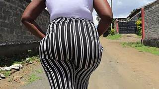 Milf Ebony Takes Big Booty Pounding from Huge Black Cock in Creampie POV