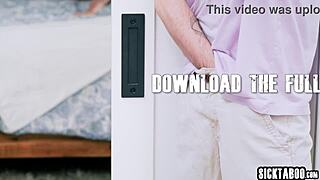 Big tits milf Rachael Cavalli catches naughty stud jerking off to her and decides to help him out