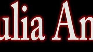 hey, watch julia ann tease her clit with dildo in hole