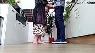 Curvy Milf with Natural Tits Bent Over for Doggystyle in Kitchen