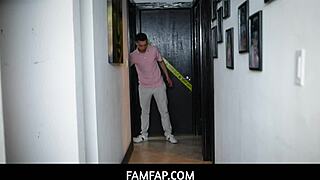 Stepmom Kourtney Kai is horny craving good dick so she calls stepson for blowjob, handjob, and intense pussy sex.