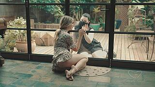 Blonde astrid love bends over for doggystyle sex with girlfriend in outdoor lesbian encounter