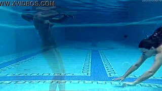 hungarian brunette babe sazan cheharda teases with big ass tits in underwater pool shower solo