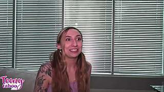 Nina nova tempts with her curvy ass and tits to finish her student project