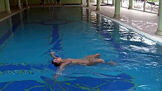 hungarian brunette babe sazan cheharda teases with big ass tits in underwater pool shower solo